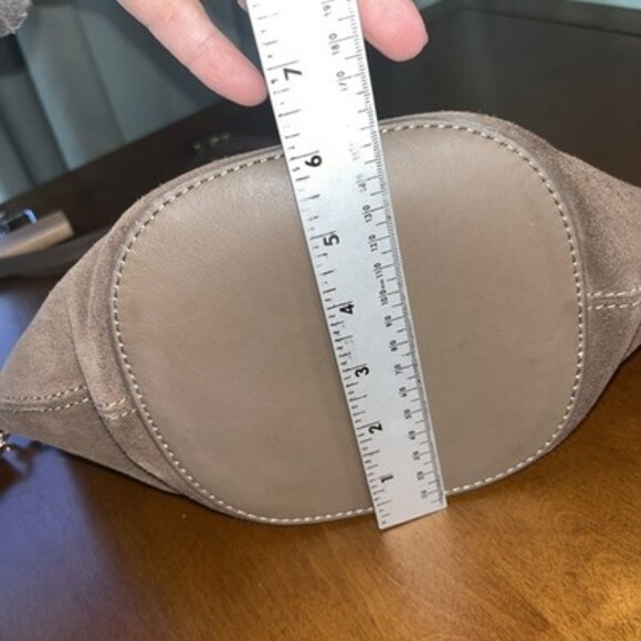 cuir veritable Suede Brown Hobo Shoulder Bag With Removable Long Leather Strap - Picture 12 of 12